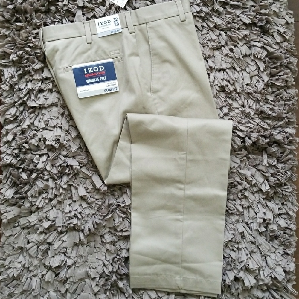 IZOD Slim Fit Wrinkle Free Flat Heritage Chino