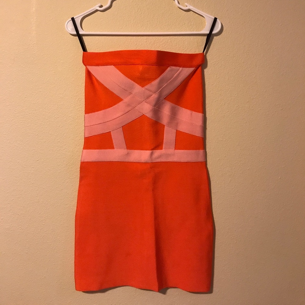 Bebe stretch orange tight dress