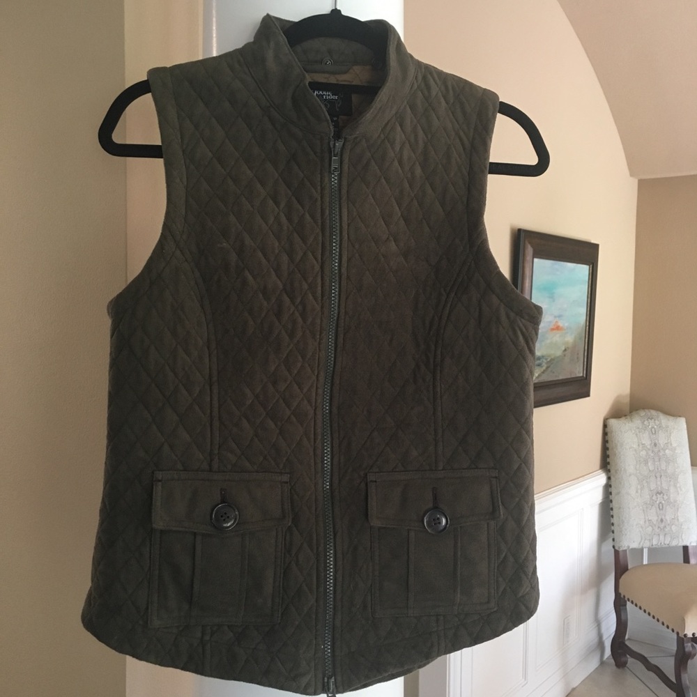 Riding Vest - Forest Green - Suede - Size M