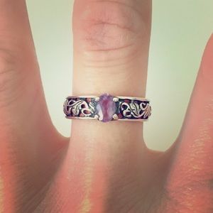 Amethyst Celtic-style sterling silver ring