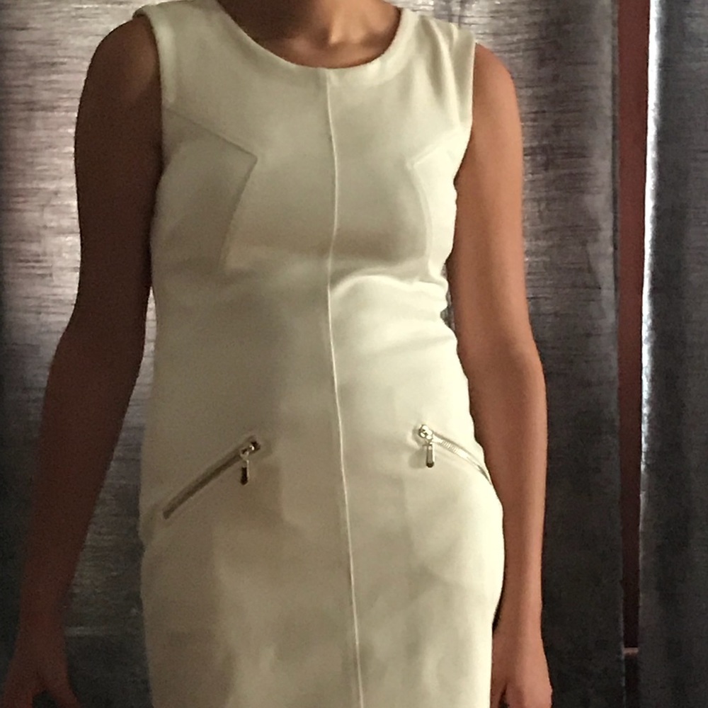 White and gold cocktail dress
