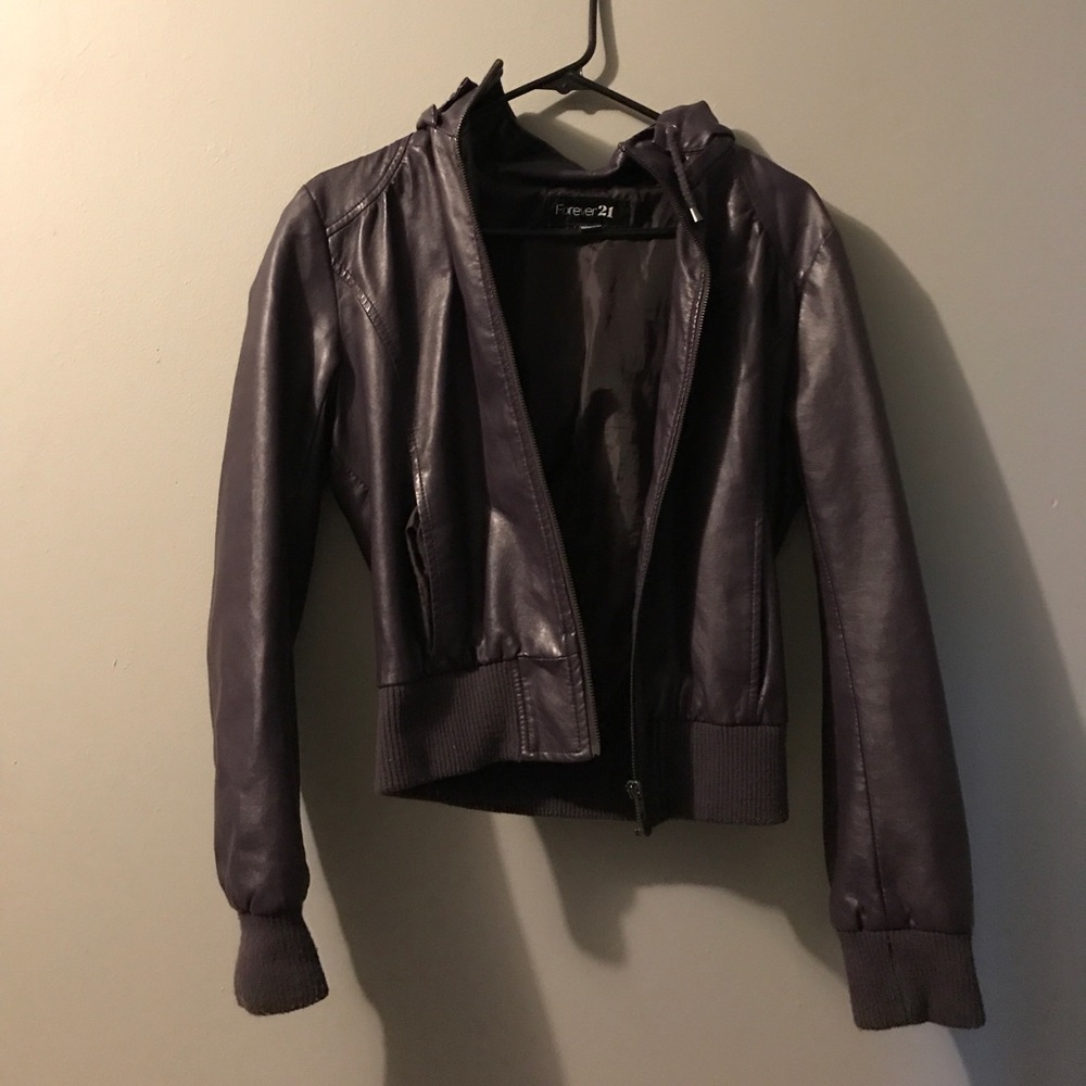 Purple Faux Leather Jacket
