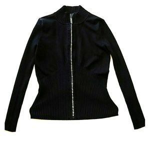 Black swatter with rhinestone zipper