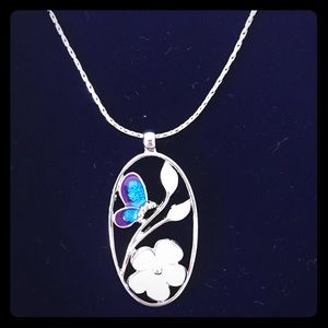 Butterfly and flower costume jewelry necklace