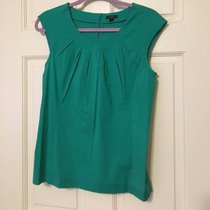 Ann Taylor Teal Pleated Blouse