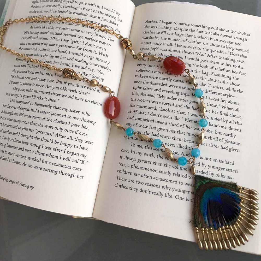 Peacock feather necklace