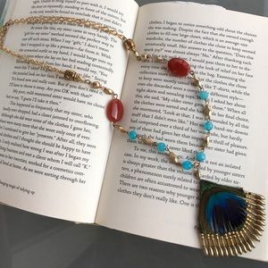 Peacock feather necklace