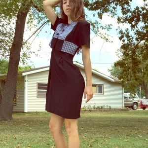 Beautiful Black & White Vintage Vested Dress