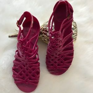 Diane von Fustenberg gladiator jelly sandals