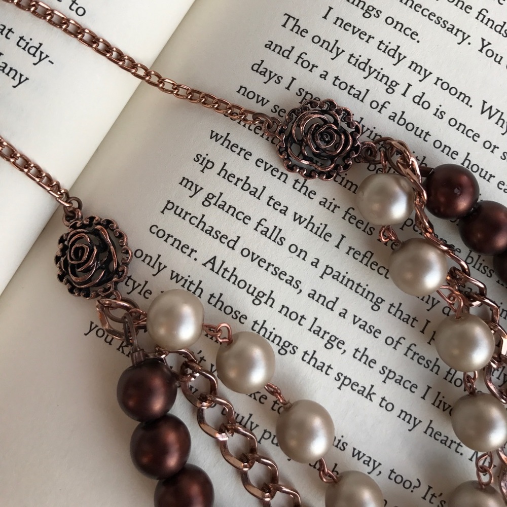 Handmade Rose gold colored layer necklace