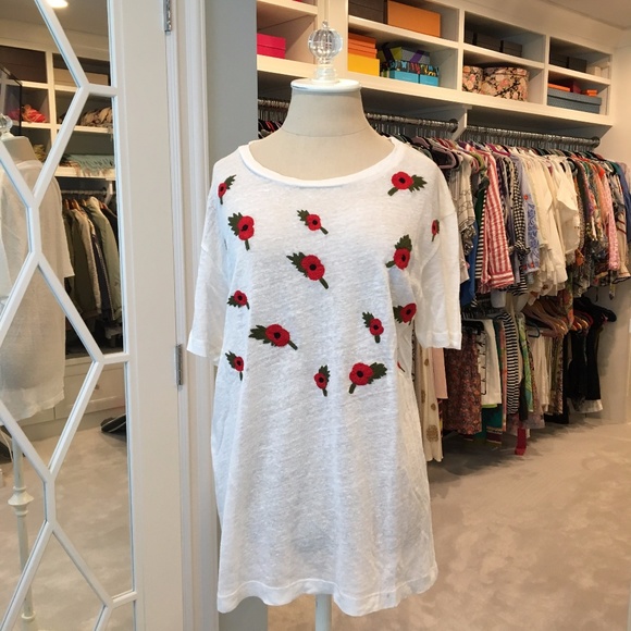 Anthropologie Tops Banner Day Poppies Linen Tee Poshmark