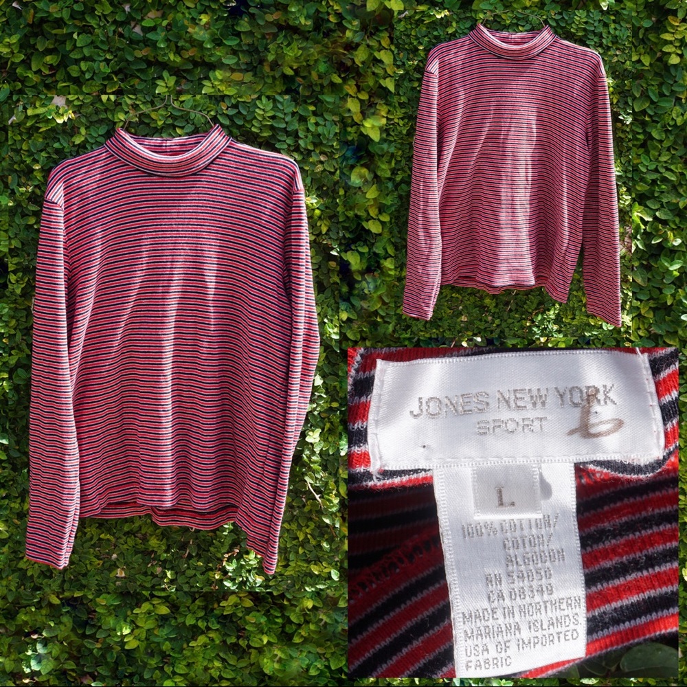Large 🗽Jones New York Sport🗽 striped turtleneck