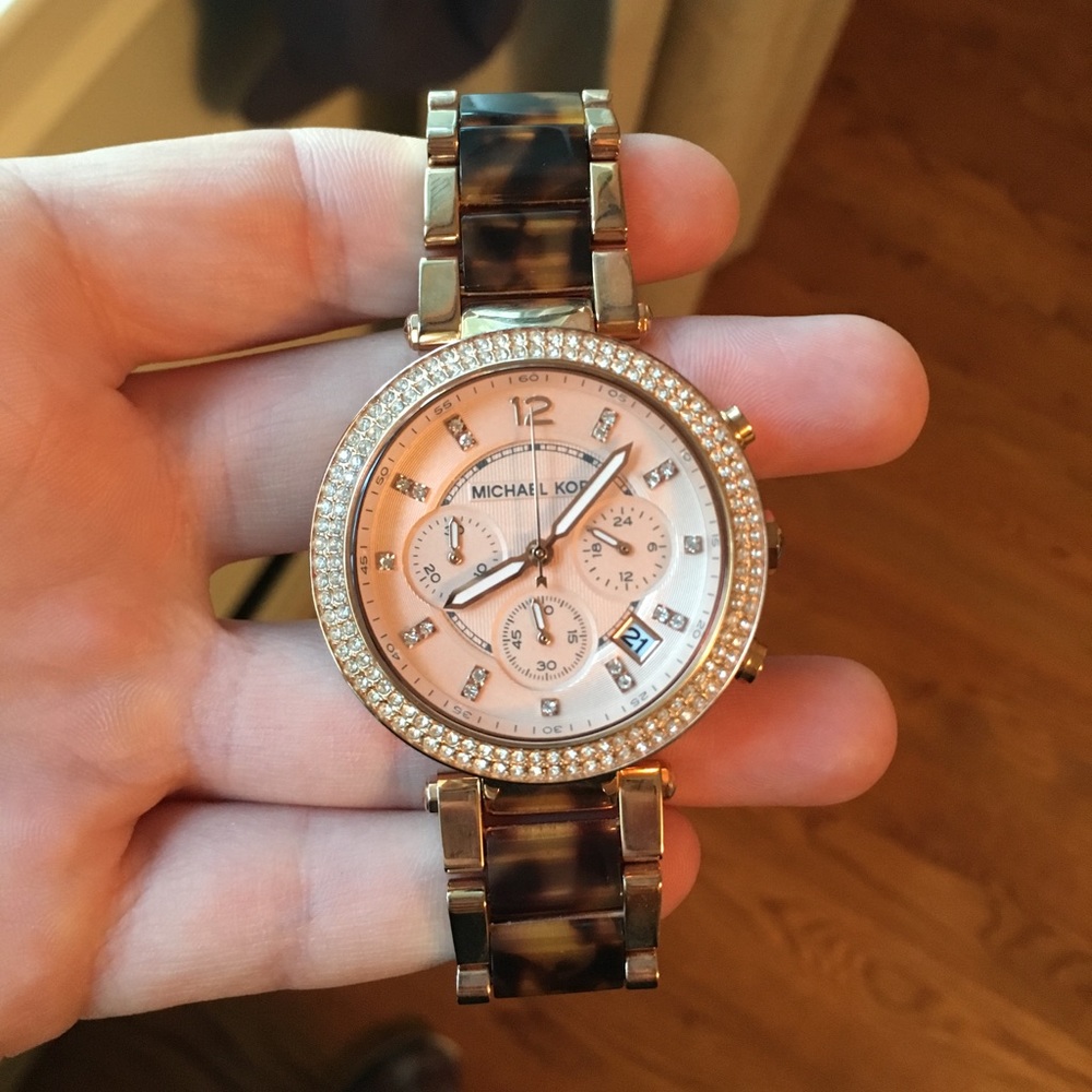 Michael Kors Rose gold/tortoise watch