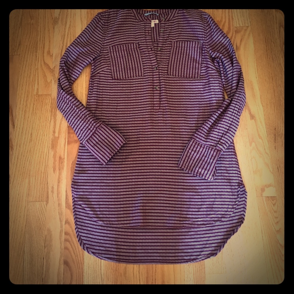 Burgundy High-Low tunic button up