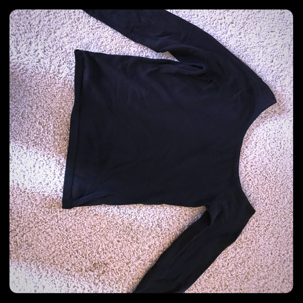 Off the shoulder, black knit sweater