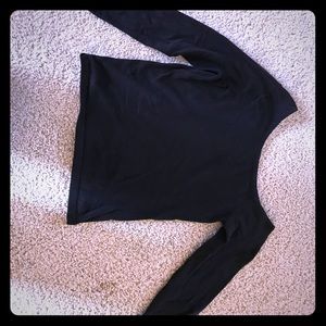 Off the shoulder, black knit sweater