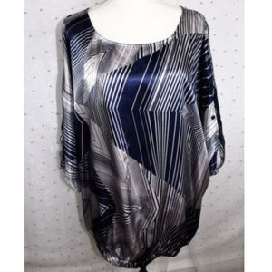 Ashley Stewart Peasant Silky Blue Blouse