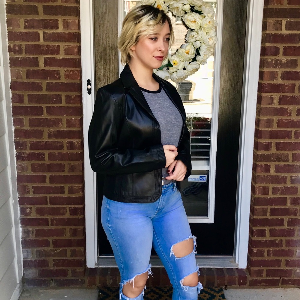 Nine West Black Leather Jacket.