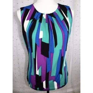 Calvin Klein Short Sleeve Blouse Purple Blue Black