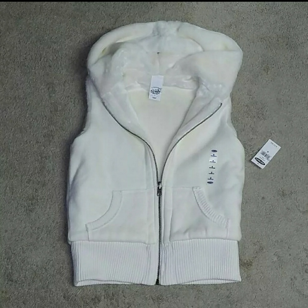 NWT Old Navy White Soft Sleeveless Jacket Vest S