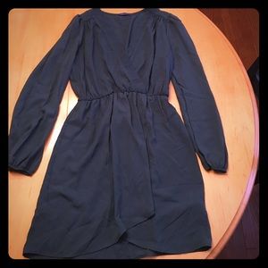 Faux wrap mini long sleeved green dress