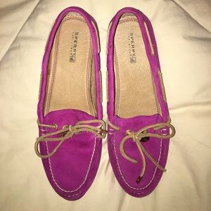 Sperry Pink Suede Boat Shoes Size 7