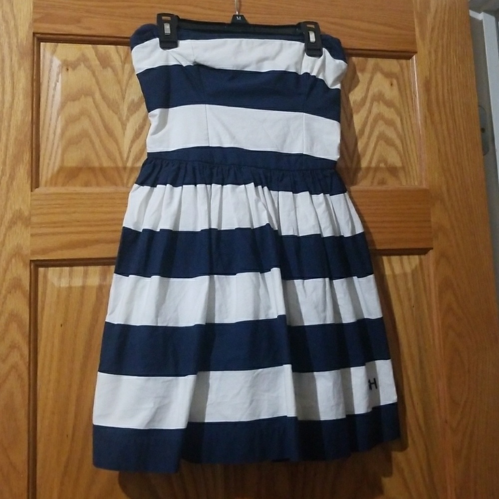 Blue and white striped sun dress