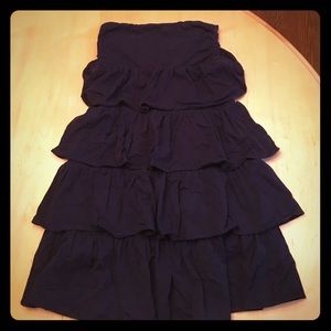 Ruffled strapless Jcrew dress in navy