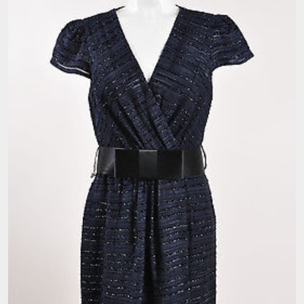 Milly Navy cocktail dress with Black Satin Bow
