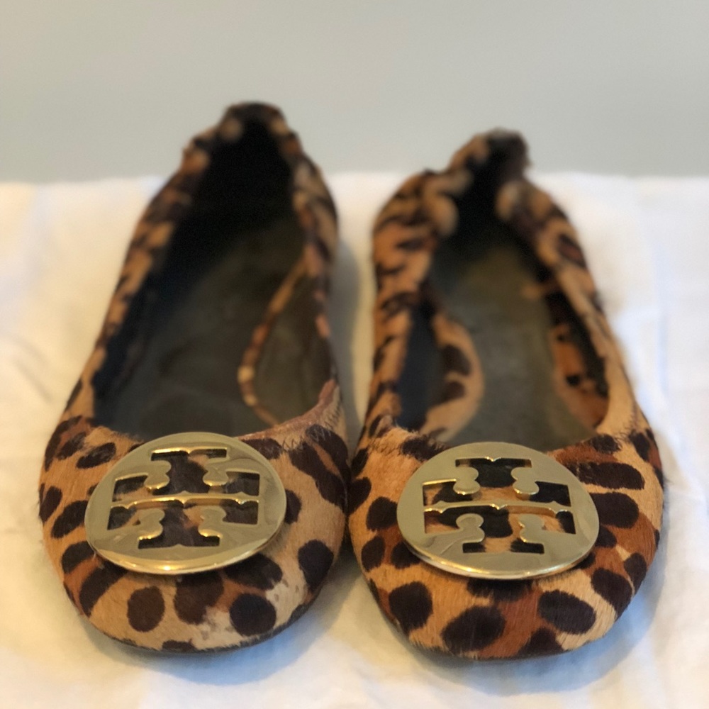 Tory Burch 8.5 Reva - Calf Hair Leopard Print