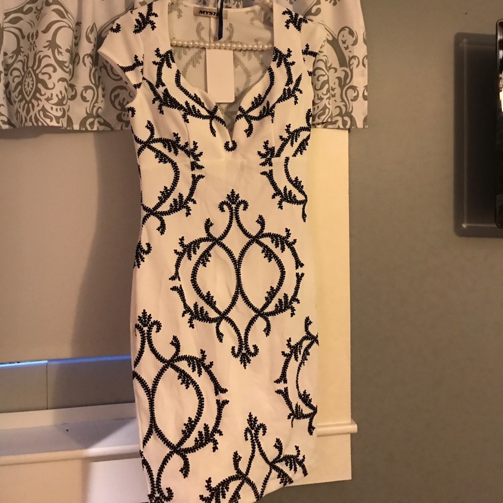 White and black dress