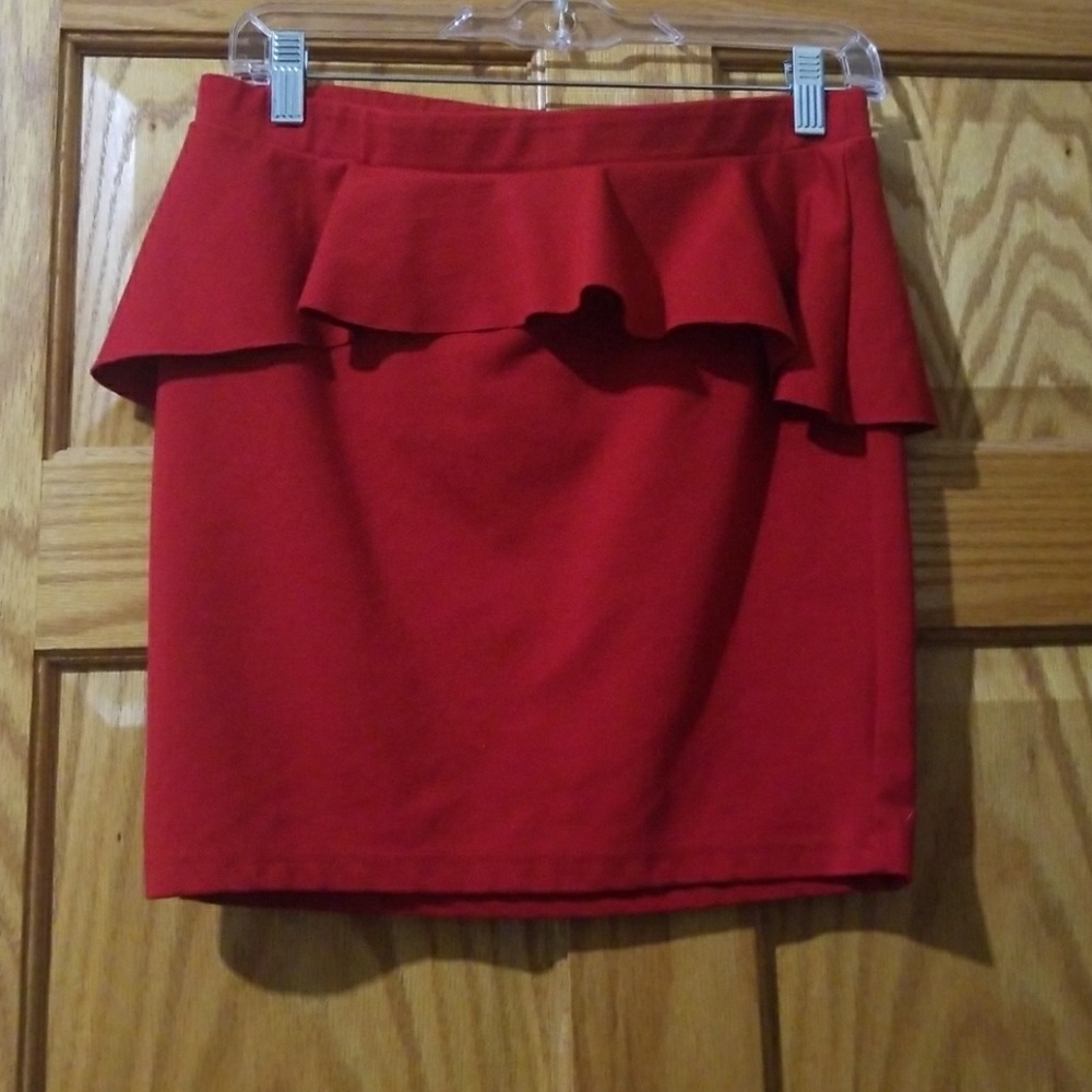 Bright Red Peplum Skirt
