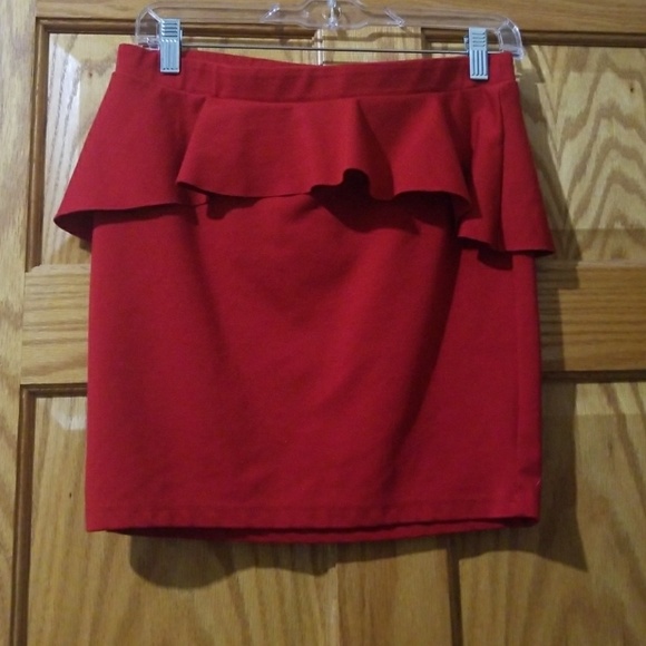 Bright Red Peplum Skirt - Picture 1 of 3