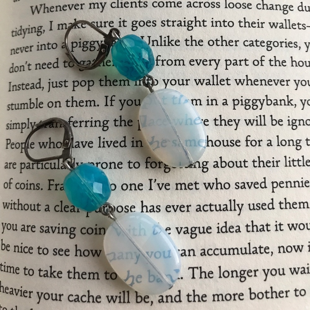 Blue Czech bead earrings