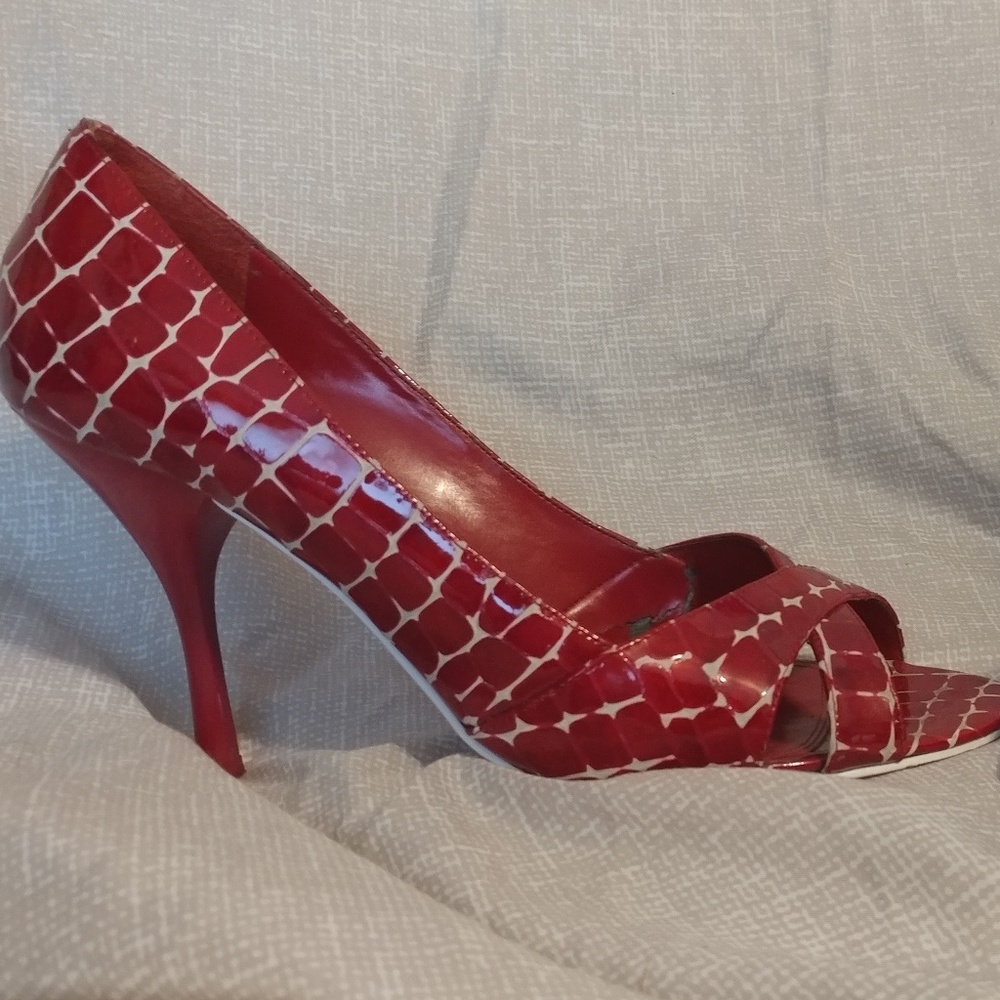 Enzo Angiolini red open toe heels