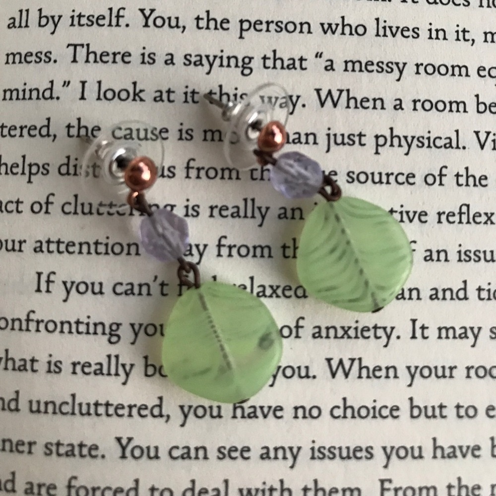 Green and purple stone earrings