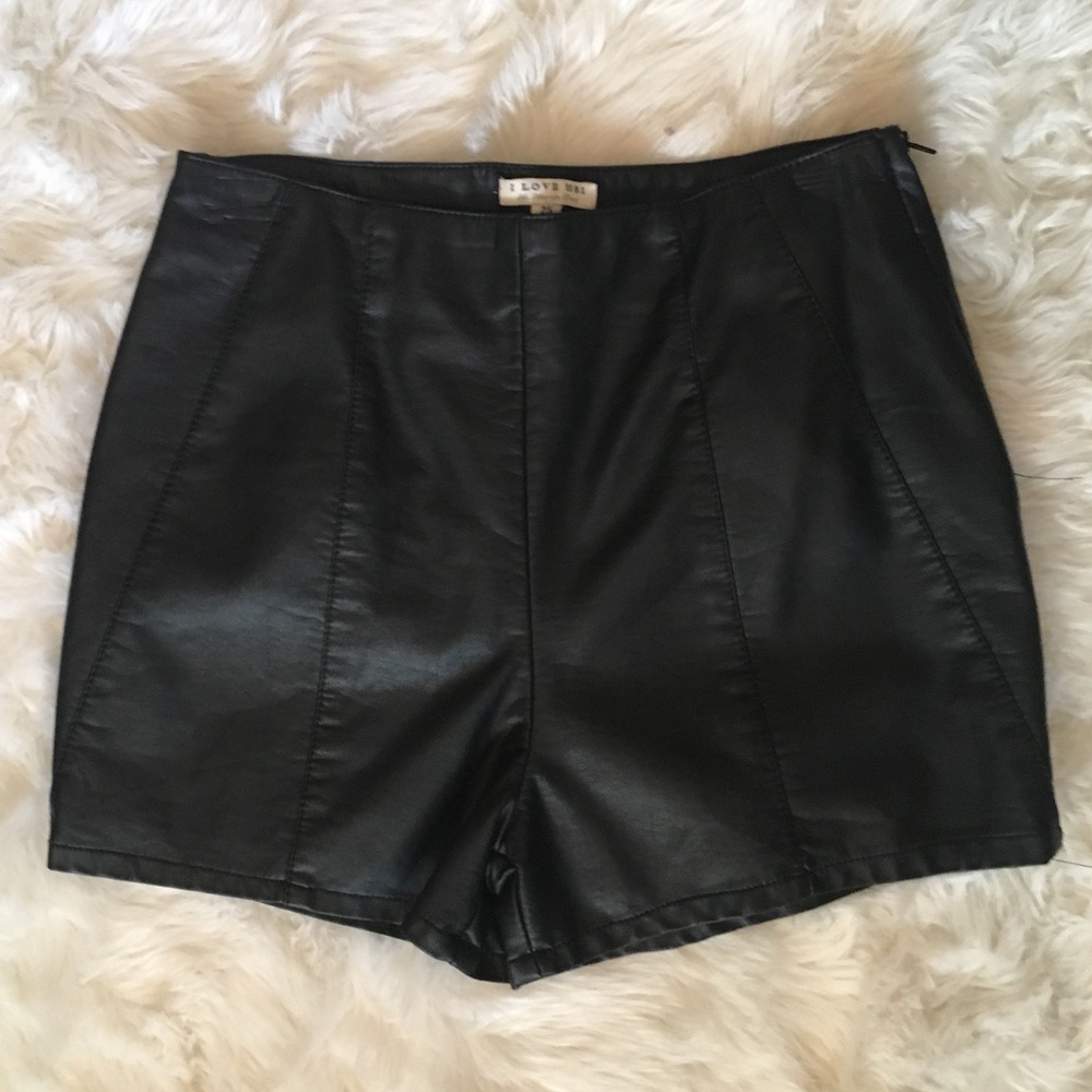 Faux leather high waisted shorts