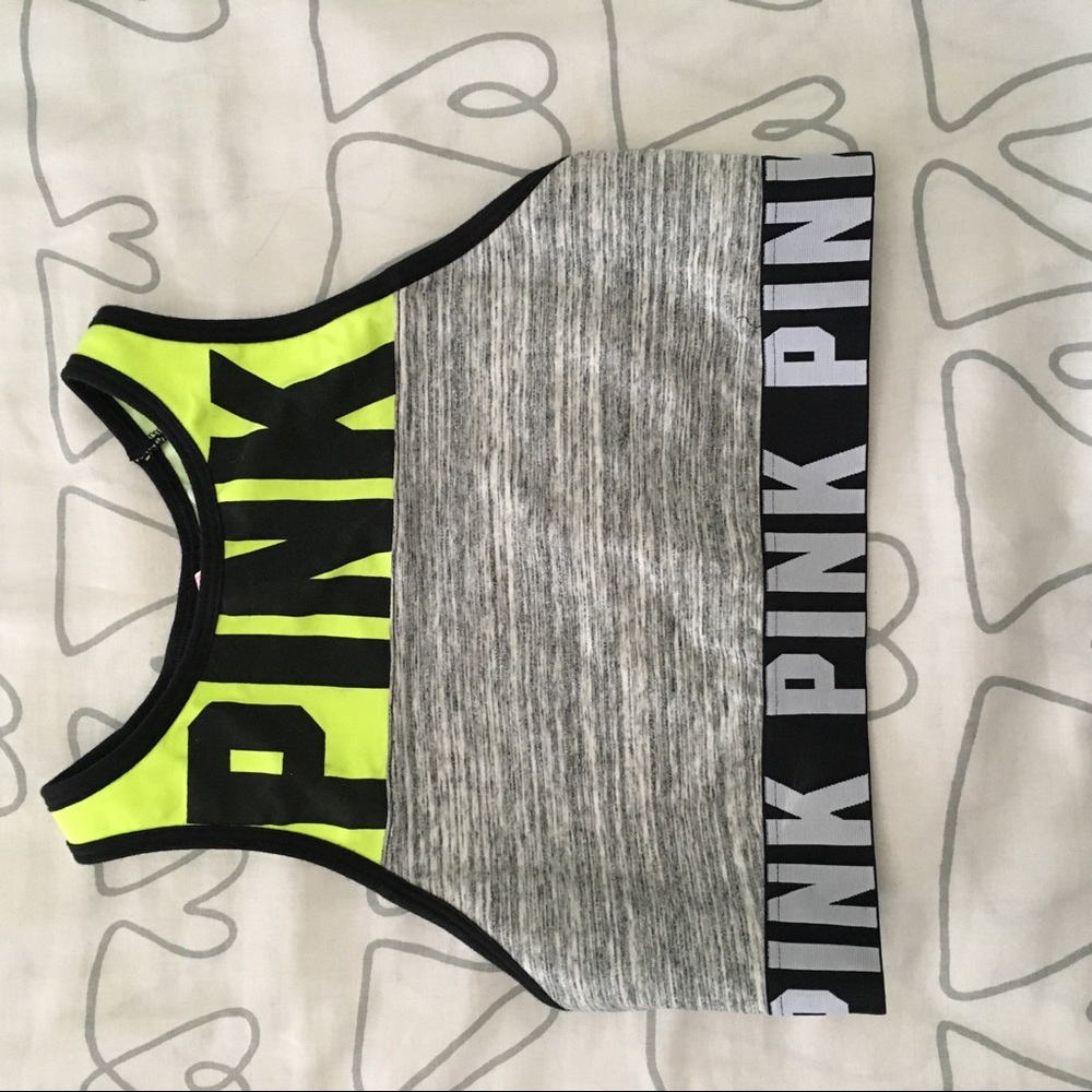 Pink sports bra.