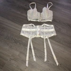 lace garter and longline bra
