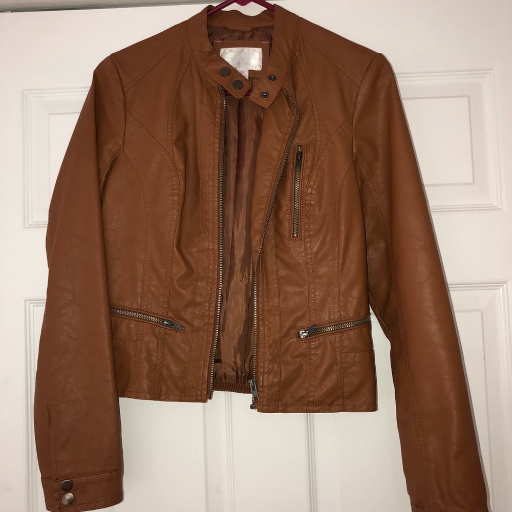 Tan faux leather jacket