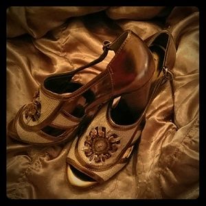 Metallic gold and cream shoes