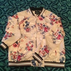 Blush floral bomber jacket