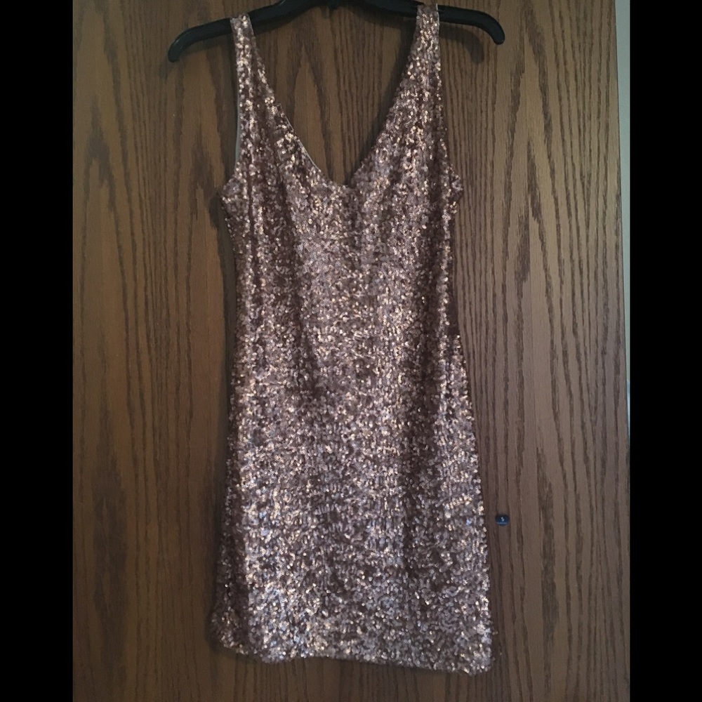 Bebe addiction collection rose sequin dress