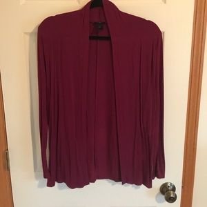 Burgundy/plum knit cardigan.