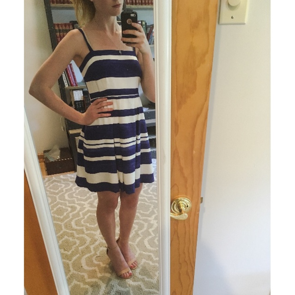 Blue and white striped dress from Ann Taylor Loft