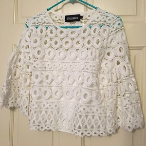 Style Mafia White Open Lace Top