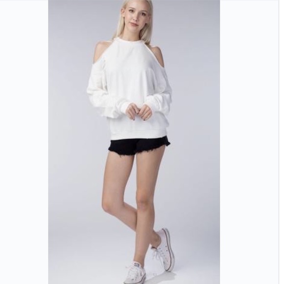 Honey Punch Tops - ❤️LAST ONE SALE❤️ Ivory Cold Shoulder Sweatshirt