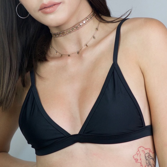 (TOP) black triangle basic bikini - Picture 1 of 5