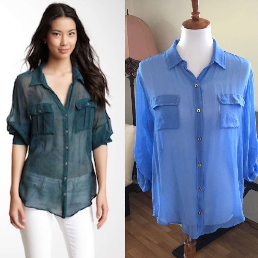 ✨Gypsy 05 sheer button up silk top✨