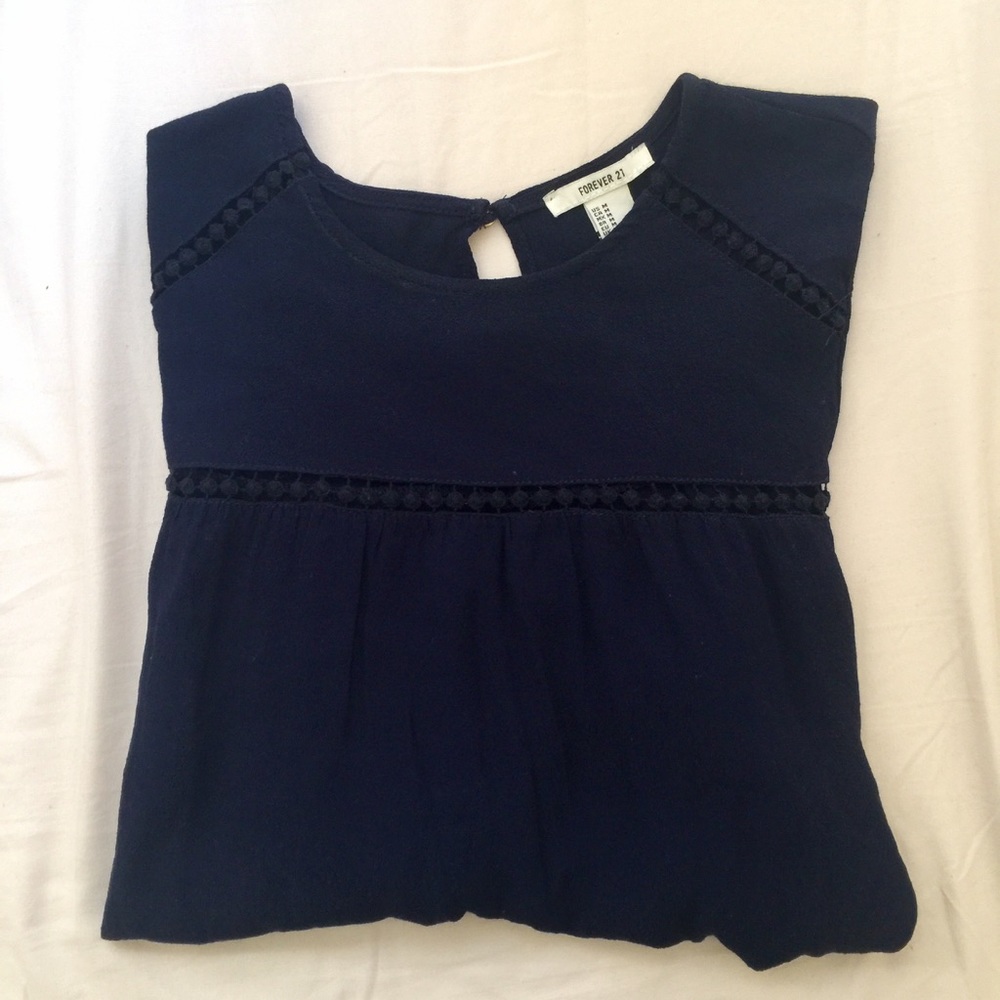 Navy blue sheer blouse